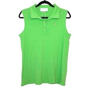 NWOT Pappagallo Women’s Sleeveless Polo Lime Green Size Large